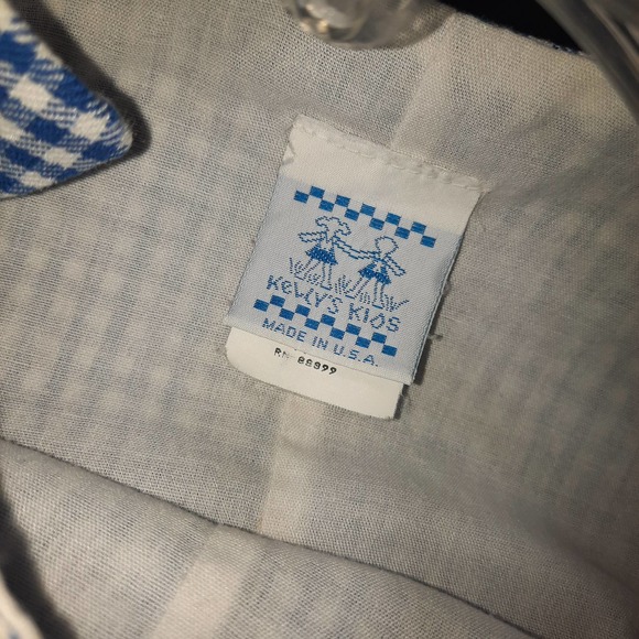 VTG 60-70's Kelly's Kids Blue & White Gingham Bib Overalls/Romper 4T - Picture 5 of 7
